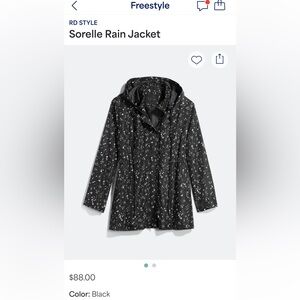 RD Style Sorelle Black Star Rain Jacket 1X Stitch Fix